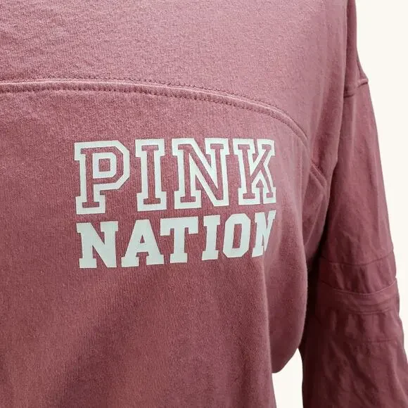 PINK Nation Victorias Secret Womens Large Cotton T-Shirt Logo Graphic Lounge Tee - Picture 4 of 11